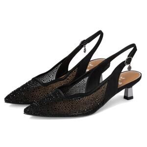 J. Renee Women's Black Aleksa Pointed Toe Slingback Pump Sandal Size 10.5